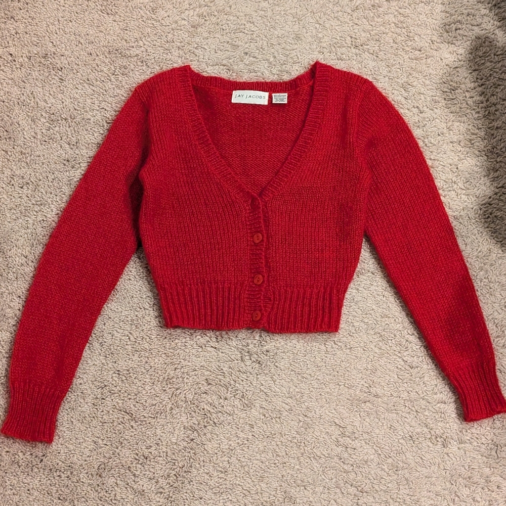 Vintage Jay Jacobs Mohair Wool Blend Cropped Cardigan - Picture 6 of 11